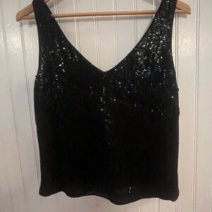 Banana Republic Black Sequin V-neck Top